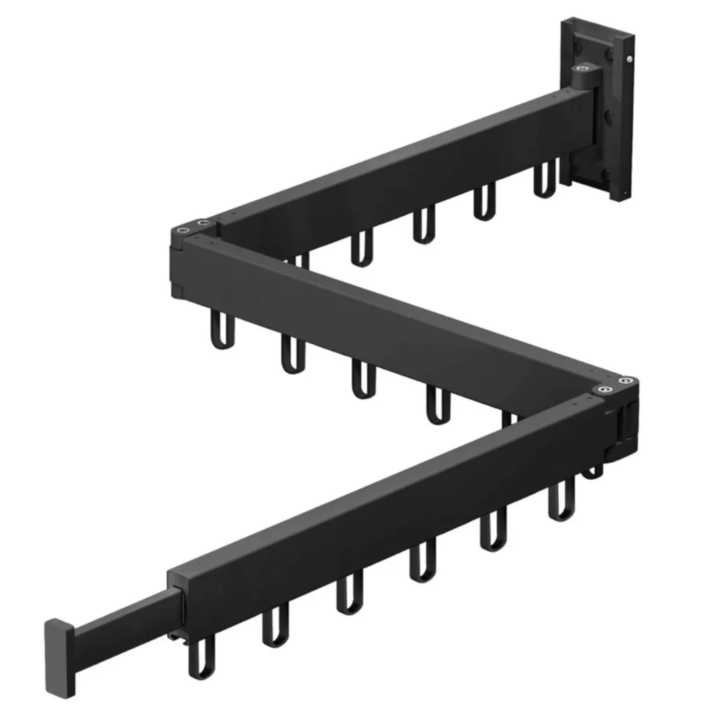 Clothes Hanger Drying Rack Wall Mounted Space Saver Closet Tri-Fold Dark Gray
